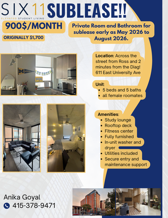 Poster - Six11 Apartment Sublease