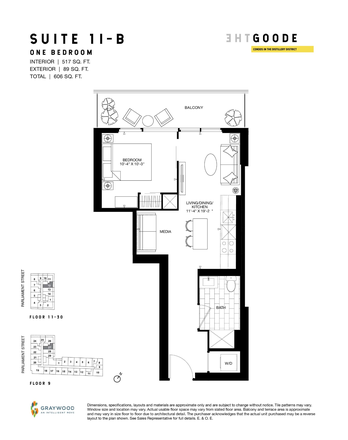 Floor plan - Brand-New 1-Bedroom Suite with Balcony In Downtown Toronto’s Iconic Distillery District