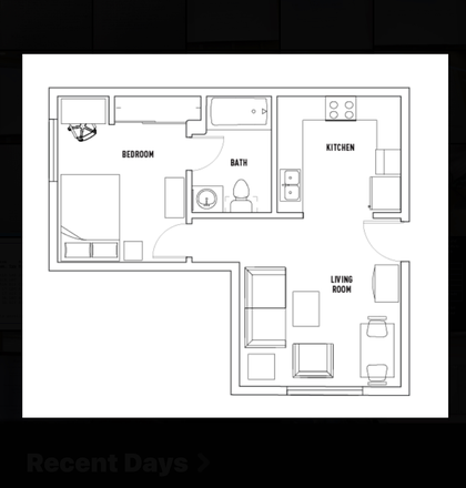 1 Bed - 1 Bath B floor plan - 1 Bed - 1 Bath ACC Apartment for Relet Close to UCI Campus