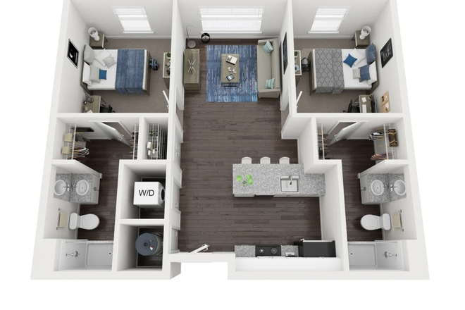 2x2 Floorplan - Park West 2x2 Apartment