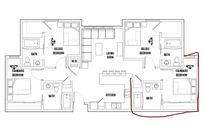 4x4 layout - Private Bedroom and Bathroom at Skyview