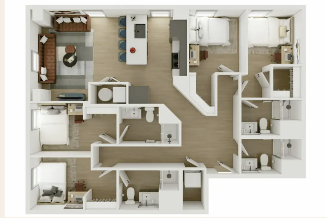 4x4 floorplan - EVER West Lafayette