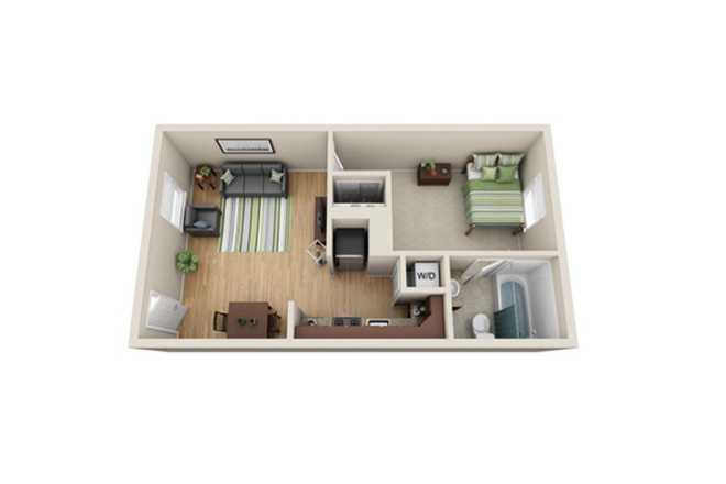 1 Bedroom Apartment Floorplan - 1 Bedroom 1 Bathroom, Available June 1 - ULake Apartments