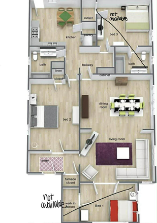 Aerial View Layout - Summer Sublet Available 15 minute walk to campus!