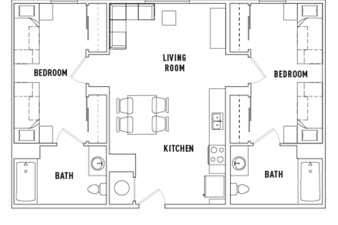 Floor Plan - Plaza Verde II 2b2b, utilities included, walking distance to campus Apartments