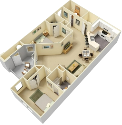 Floorplan for unit. - Spacious 2 bed/2 bath apartment in quiet complex with amenities