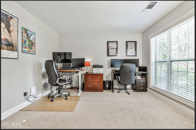 bedroom (unfurnished), large windows, plenty of sun - 1bd/1bath close to Emory Point (includes driveway parking, gated community with pool) Townhome