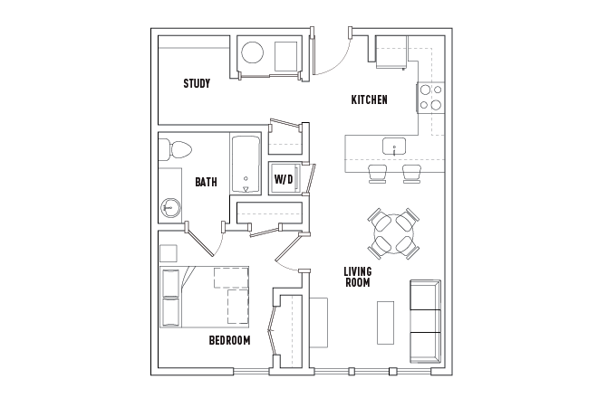 Floor Plan - Model 1B - second floor unit - Relet:1BR apt for PU Faculty/Staff only-Stanworth Lane-Princeton