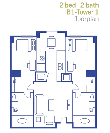 Floorplan - Private Bedroom/Bathroom in a 2b2b at University View