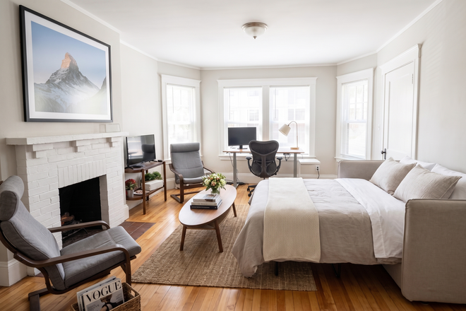 Bedroom 3 - large private room with fireplace and double doors - FURNISHED ROOMS IN BEAUTIFUL APARTMENT AT HARVARD SQUARE | NO BROKER FEE