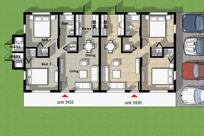 General floor plan - Charmin 2B/1Ba duplex in Cocount Grove Rental