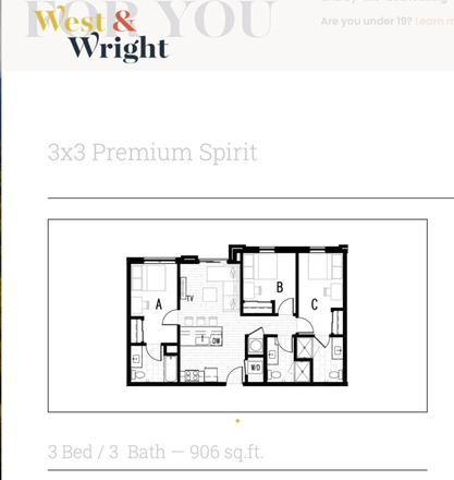 Bedroom A - Summer Sublet West & Wright - Male Apartments