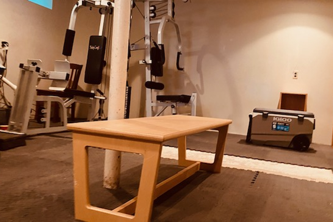 Workout room in basement. - SUNNY TWO BEDROOM APARTMENT CLOSE TO COMMUTER RAIL WITH ONE PRIVATE