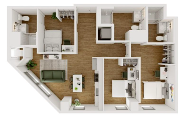Floorplan - Ari on Fourth 3bed 3bath ONE ROOM AVAILABLE