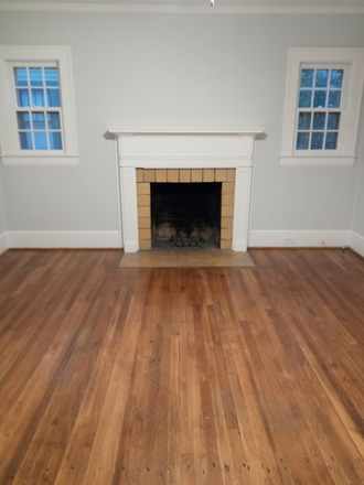 Large living area with working fireplace - Charming Apartment Near Duke and NCCU