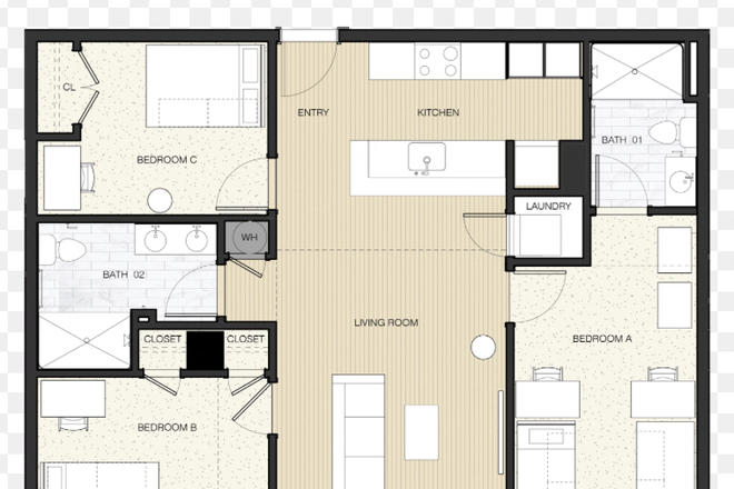Layout - The Nest Temple University 2 rooms available