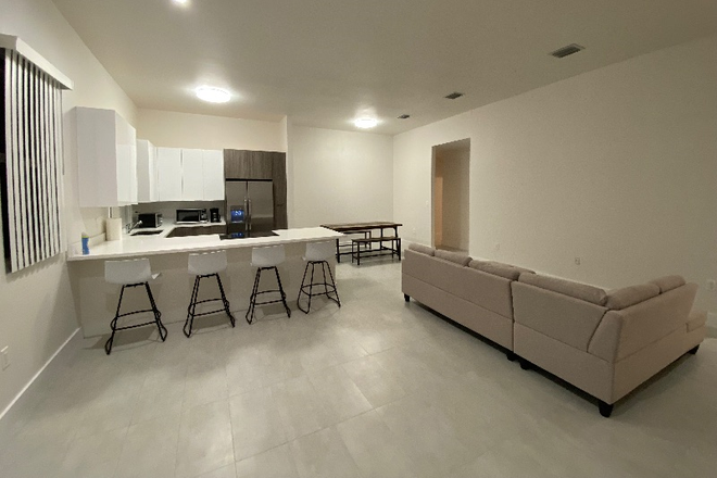 Living Room & Kitchen - Co-Living Unit Near Jackson Memorial & UHealth Hospitals Duplex