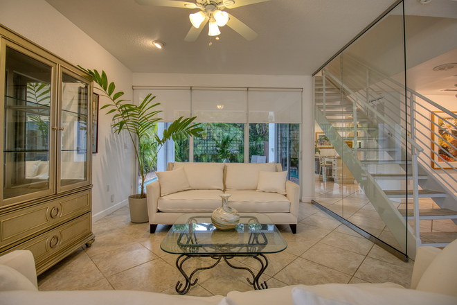 1st Living Room - Furnished 3 Bedroom in Coconut Grove - Pool & Roof Deck House