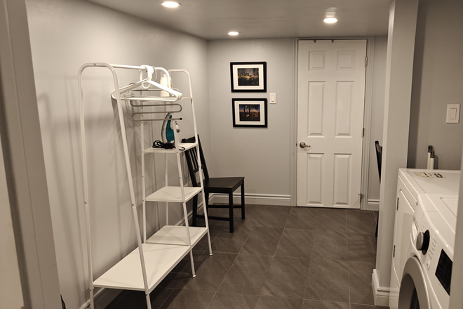 Den and laundry area - Studio + Den basement unit in Seaton Village, all utilities incl.., laudry & dishwasher