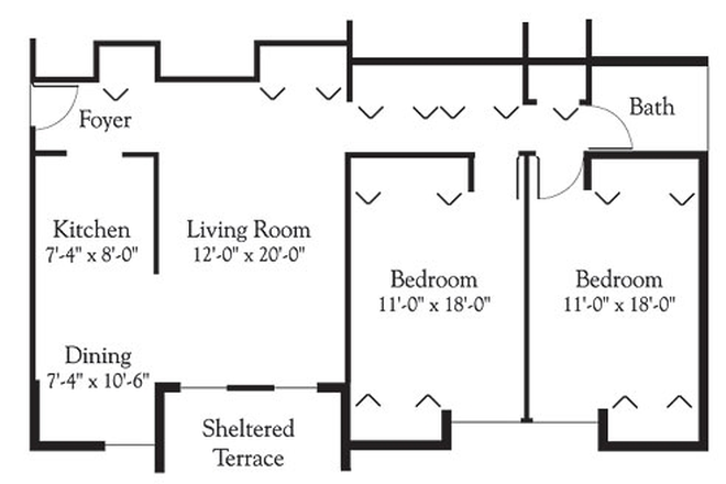 Floor Plan - Brandywine Apartments Bedroom