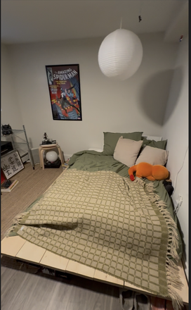 Bedroom located in basement with 2 windows. Receives decent natural light - Summer Sublet on Mission Hill!