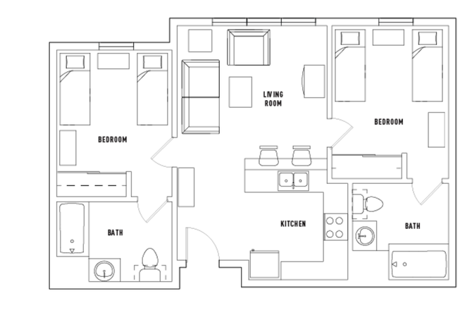 Unit Layout - Puerta Del Sol - Empty 2Bed/2Bath