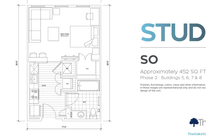 floorplan - The Oaks Studio Apartment