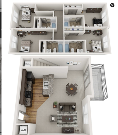 Bedroom A, Kitchen, Living room, Balcony - The James, 4 bedroom apartment (room A), balcony, close to campus, free shuttle,