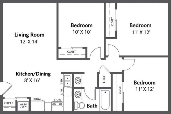 Apt floorplan - Highland Hills North (Close to Campus)