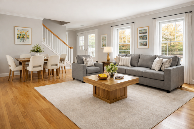 Living and Dining room - Newly Renovated 5 BR/3BA Near URI - Brand New Furniture House