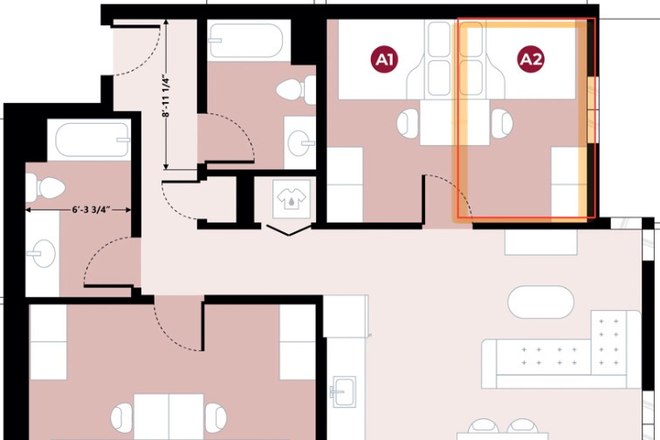 The whole unit, this listing is for the bed labeled A2 - Hub Bancroft Apartments