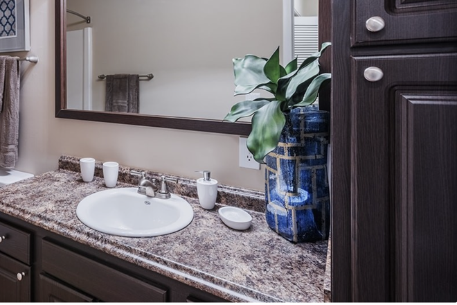 Bathroom (from display unit) - Bed + bath available in 2B/2B apartment