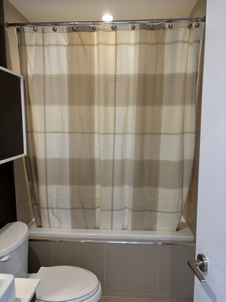 Bathroom (Shower Curtain Included) - 1 Furnished Studio in the Bay-Bloor Corridor