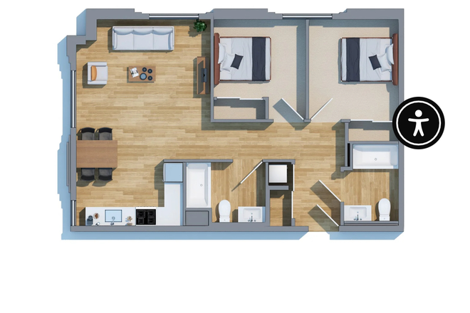 Floor Plan - 1 East Pleasant Apartments, right in downtown and by many bus stops