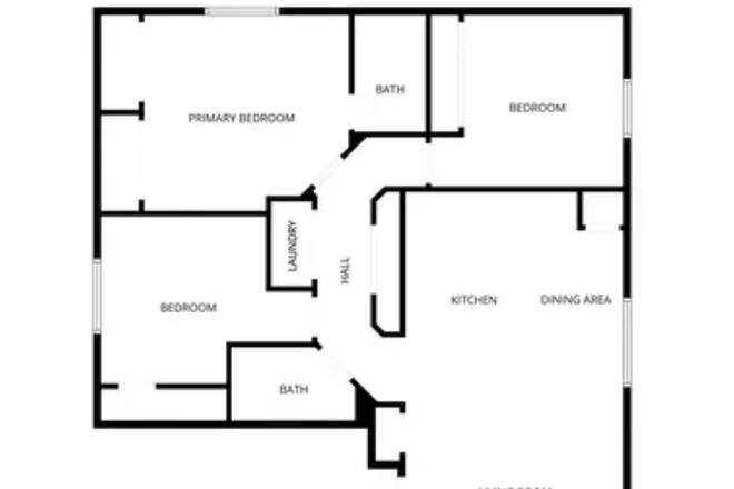 Layout of the unit, last room in the hallway is the rentable room - Affordable Room for rent, Two roommates, Close to Campus House