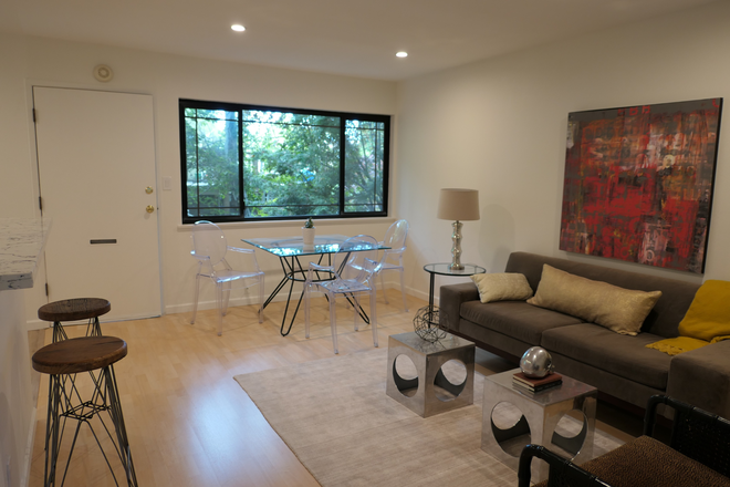 Living cum Dining overlooking Bamboo Garden - Pristine, Spacious, Wood Floors Washer and Dryer, Parking 1.7 miles to campus, Pet Free!
