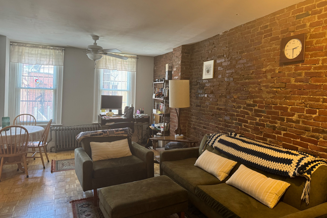 Partial living room and dining area - Heated one bedroom near Harvard Med. School. On T. No fee. For 9/1 or earlier. Apartments