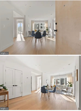 Dining area / living area with big windows and a great view on the street. - A dream urban sanctuary. The apartment is a modern 2-bedroom, 2-bathroom condo f