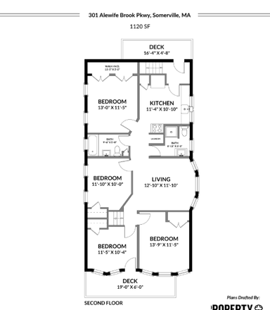 Floorplan - Modern and renovated four-bedroom, two-bathroom apartment near Tufts.