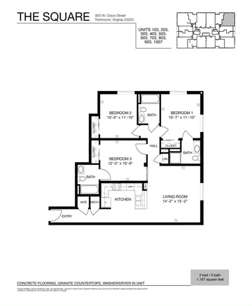 3bed 3bath - The Square