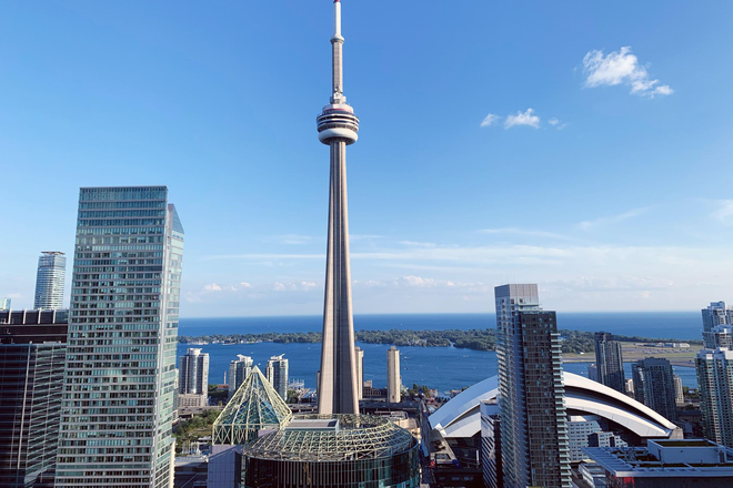 View from Living Bedroom - Furnished Bedrooms, Lake, CN Tower View, Walking Distance to UofT Campus