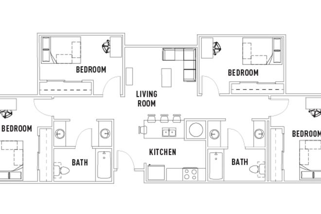 Layout of Apartment - Summer Sublease - Plaza Verde Private Bedroom Shared Bathroom!