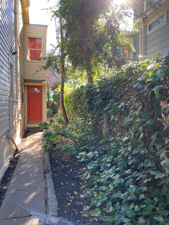 Private entrance, west side - Junior 1BR furnished in-law, in garden setting