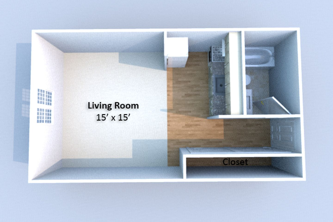 Floor Plan (Mirrored) - Qube Apartments (Studio)