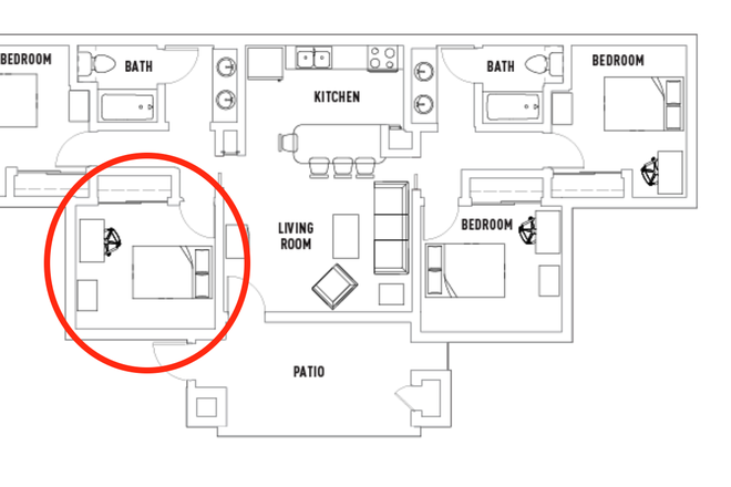 Unit layout - Private VDC bedroom (4bed 2bath)