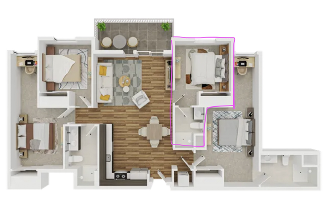 On the first floor so slightly different floor plan making my room actually bigger than this! I am happy to email/text you a tour - ✨ SUMMER SUBLEASE AVAILABLE ✨RENT NEGOTIABLE priv room & bathroom, natural light, good closet space