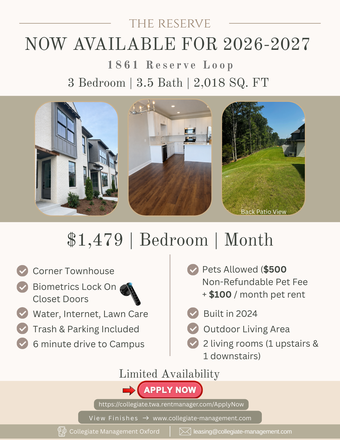 Reserve 6: Reserve Loop 1861!! - THE RESERVE - Reserve Loop 1869 - AVAILABLE AUGUST 1, 2026