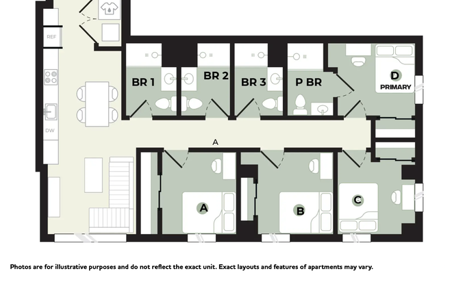 Floorplan - The Hub 4x4 Sub-Lease Takeover Apartments