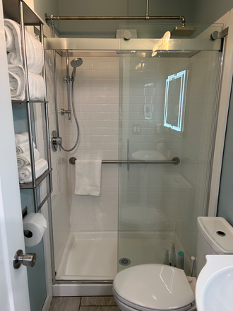 Bathroom with shower. - Princeton Hideaway (listed on Airbnb also) Apartments
