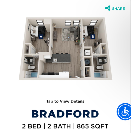 Floor plan, A is the room for rent - The Standard Apartments